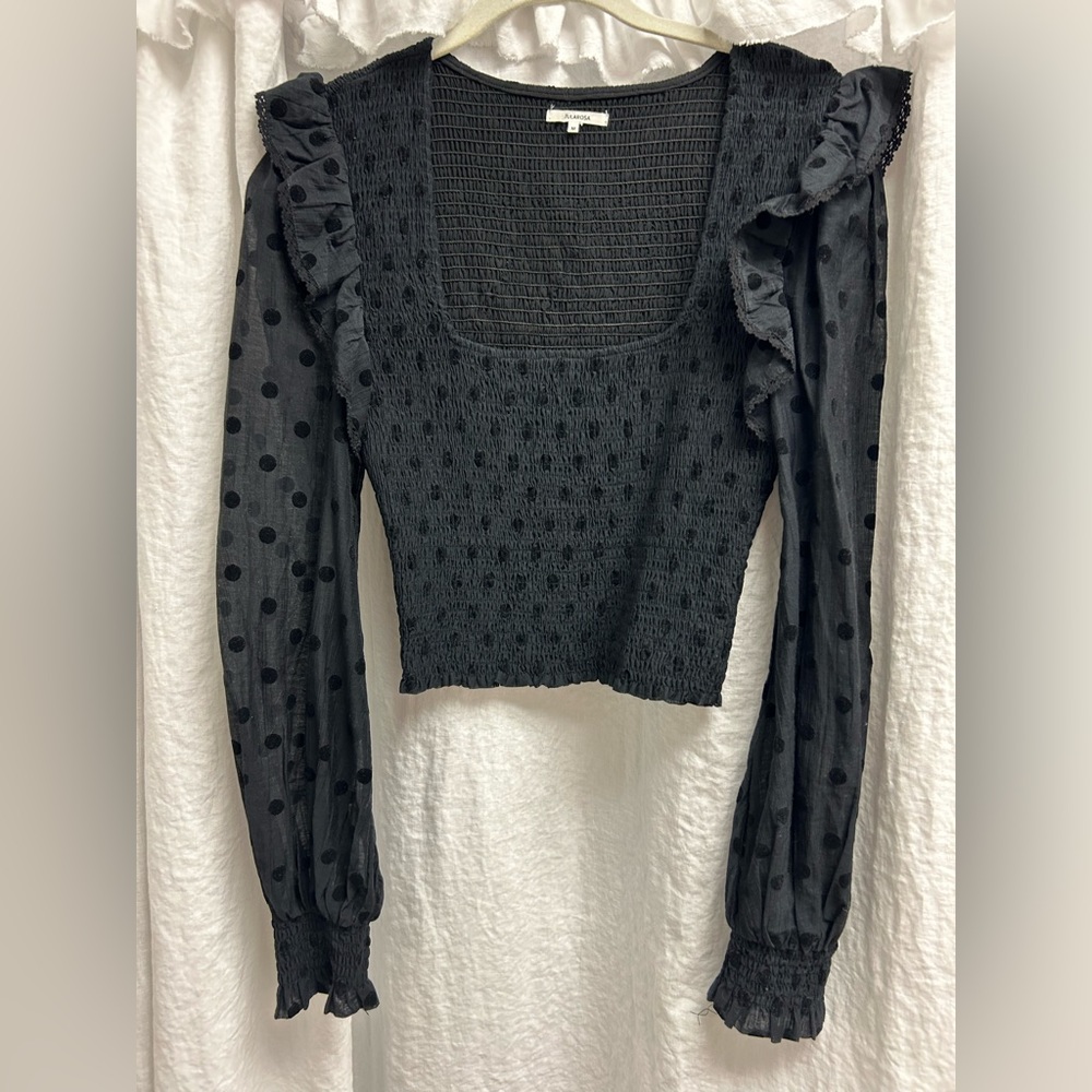 Tularosa Moxie polka dot square neck balloon sleeve top!
